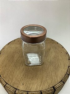 Pote de Vidro com Tampa Acrilica Rosé Gold 300ml - Rizzo Confeitaria