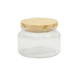 Pote de Vidro com Tampa de Madeira 350ml - Porta Mantimento - 01 Unidade - Lyor
