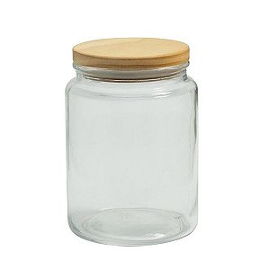 Pote de Vidro com Tampa de Madeira 800ml - Porta Mantimento - 01 Unidade - Lyor