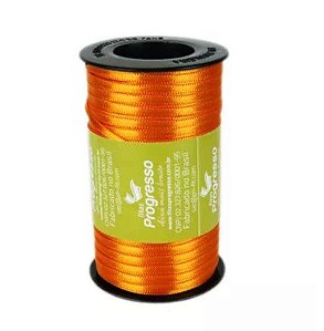 Fita de Cetim Carretel Progresso 4mm nº00 - 100m Cor 066 Laranja - 01 unidade