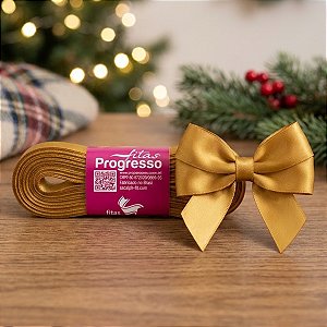 Fita de Cetim Progresso 15mm nº3 - 10m Cor 1353 Dourado - 01 unidade