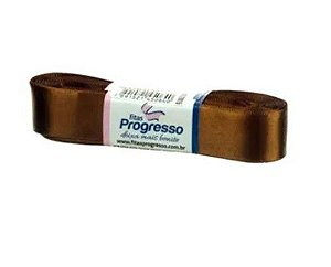 Fita de Cetim Progresso 22mm nº5 - 10m Cor 043 Marrom Dourado - 01 unidade - Rizzo Embalagens