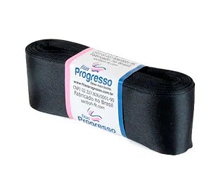 Fita de Cetim Progresso 38mm nº9 - 10m Cor 219 Preto - 01 unidade