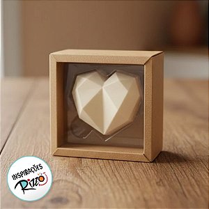 Caixa Coração Lapidado 500gr - 1Cav. Kraft - 5 un. - Crystal - Rizzo Confeitaria
