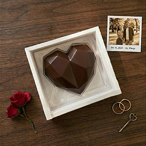 Caixa Coração Lapidado 500gr - 1Cav. Branco - 5 un. - Crystal - Rizzo Confeitaria