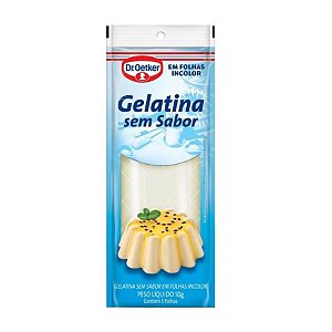 Gelatina sem sabor em folha Dr.Oetker - 5 folhas - Mavalério