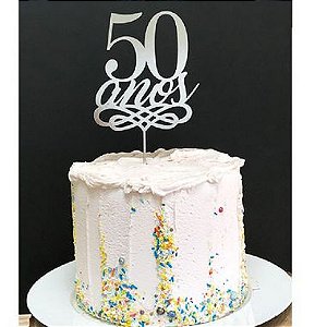 Topo de Bolo 50 Anos Glitter Prata Sonho Fino Rizzo Confeitaria - Rizzo  Embalagens