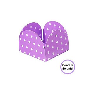 Forminhas para Doces 4 Pétalas Poá Lilas e Branco 50 unidades NC Toys