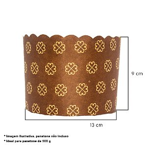 Forma Panetone 500 g - Decorada Marrom - 10 unidades