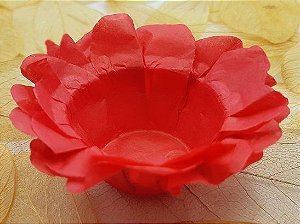 Forminha para Doces Floral em Seda Vermelho - 40 unidades - Decorart