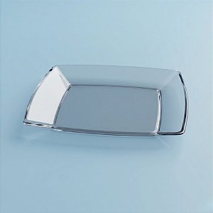 Prato para Refeição em Acrílico Resistente Square Cristal - 21cm - com 10 unidades - Plastilânia - Rizzo
