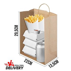 Sacola Delivery Kraft - 22x13,5x29,5cm - 10 unidades - Ref 5812 - WMA