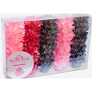 Forminha para Doces Finos - Madri - Vermelho Rosa e Preto - Tarde de Outono - 50 unidades - Decora Doces
