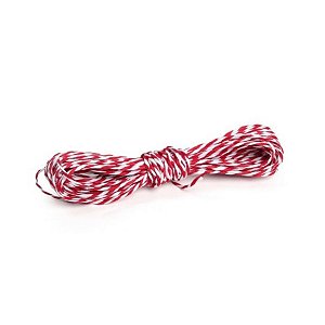 Fio Decorativo Torcido 5 mts Branco e Vermelho Cromus Rizzo Confeitaria