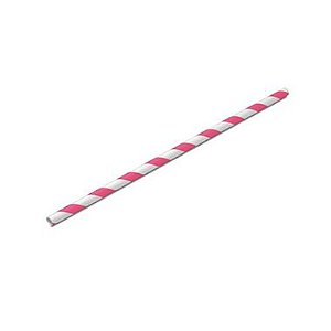 Canudo Biodegradável Listrado Branco e Pink - 20 un -  Silver Festas