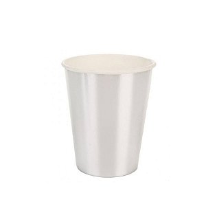 Copo de papel Liso Prata Biodegradável - 10 un - 270 ml - Silver Festas