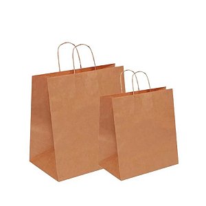 Sacola de Papel Kraft Delivery M 28,5x24x12cm - 50 unidades - Cromus - Rizzo Embalagens