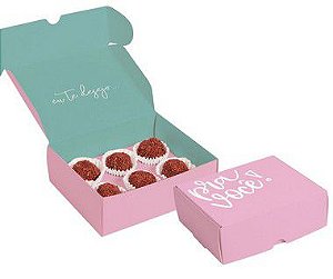 Caixa para 4 brigadeiros com 10 un. Pra Voce Rosa Cromus Rizzo Confeitaria