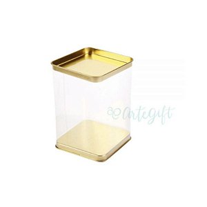 Lata Quadrada Transparente Ouro 6un - 8,2x12cm - ArteGift - Rizzo