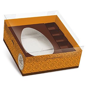 Caixa Practice para Meio Ovo M 350g com Bombons Chocolatier Laranja 06 unidades - Cromus Páscoa