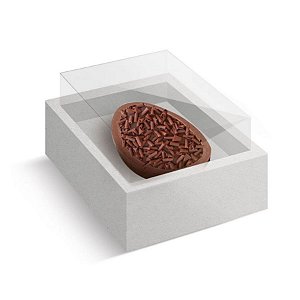 Caixa Ovo de Colher com Moldura Páscoa Branco - 10 unidades - Cromus Profissional - Rizzo Embalagens
