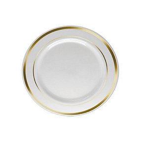 Prato Sobremesa Borda Dourada - 6 un -  19 cm -Silver Festas