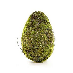 Ovo de Páscoa para Decoração Rústica Galhos e Musgo - P 18cm x 10cm - Cromus Páscoa - Rizzo Embalagens