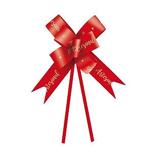 Laço Fácil 100% Artesanal Vermelho 32mm - 10 unidades - Cromus Páscoa - Rizzo