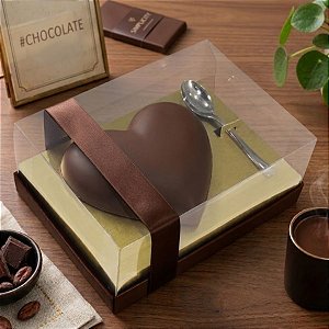 Caixa Ovo de Colher Coração de 250g - Classic Ouro Marrom Cód 0655 - 05 unidades - Ideia Embalagens