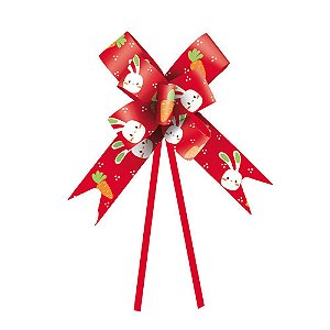 Laço Fácil Vida de Coelho Vermelho - 10 unidades - Cromus Páscoa - Rizzo