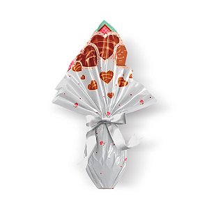 Saco Express 37,5x37,5cm para Ovos Coração de 250g a 350g - Marina - 05 unidades - Cromus Páscoa