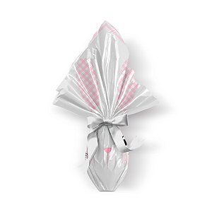 Saco Express 32x32cm para Ovos de 150g a 200g - Ceolhinho Xadrez Rosa - 05 unidades - Cromus Páscoa