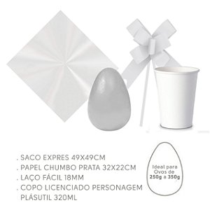 Kit Ovo no Copo Princess Cores (Copo + Saco Express + Papel Chumbo + Laço Fácil) - Páscoa Rizzo