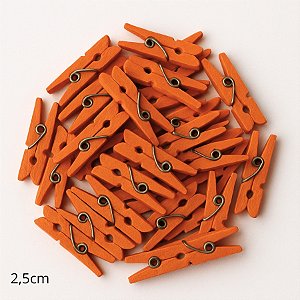Mini Prendedor de Madeira Laranja 2,5cm - 50 Unidades - Rizzo