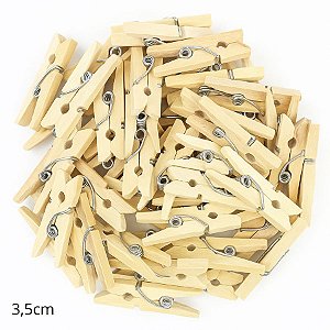 Mini Prendedor de Madeira Natural 3,5cm - 50 Unidades - Rizzo