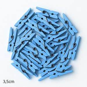 Mini Prendedor de Madeira Azul Claro 3,5cm - 50 Unidades - Rizzo