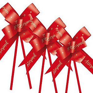 Laço Fácil 100% Artesanal Vermelho - 10 unidades - Cromus Páscoa - Rizzo
