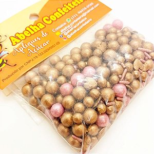 Mini Confeito - Sprinkles Rosê Gold - 60 gramas - Abelha Confeiteira - Rizzo