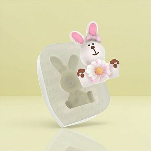 Molde de Silicone Coelho com Margarida Ref. 647 Flexarte Rizzo Confeitaria
