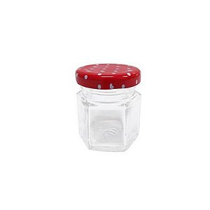 Potinho de Vidro Tampa de Metal Vermelho 45ml - Rizzo