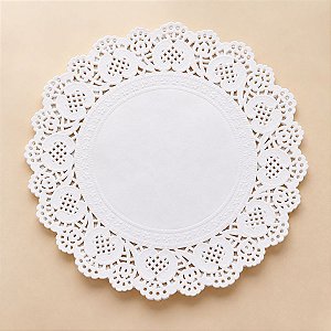 Fundo Rendado de Papel Redondo Branco 11,4cm - 24 un - Rizzo