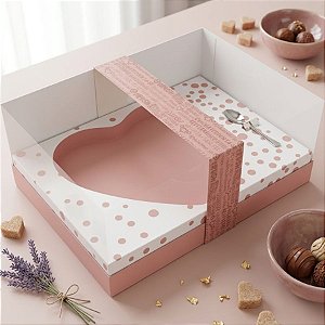 Caixa Ovo de Colher Coração de 250g - Classic Rose Gold Cód 2997 - 05 unidades - Ideia Embalagens - Páscoa Rizzo