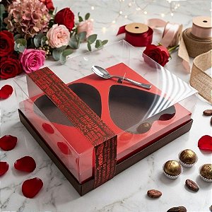 Caixa 2 Corações de Colher de 250g - Classic Coração Red Love Cód 1403 - 05 unidades - Ideia Embalagens