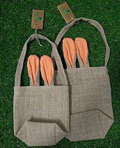 Sacola de Juta de Páscoa com Orelha Laranja Poá - EcoArt - 1 Unidade - Rizzo