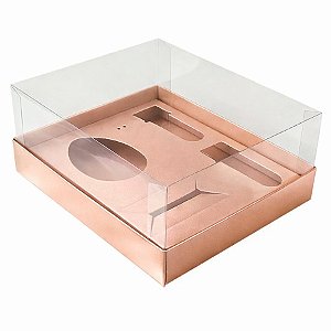 Caixa Kit Confeiteiro - Meio Ovo de 100g a 150g - 20,5x17x8,5cm - Rosê - 5unidades - Assk - Páscoa