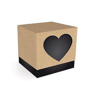 Caixa Cubo Coração Preta Felizes para Sempre 7,5x7,5x7,5cm  - 08 unidades - Cromus - Rizzo