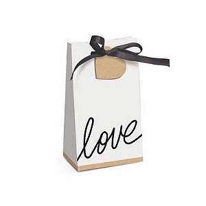 Caixa Special Trapézio Branco Love Felizes para Sempre 7,5x4x13cm  - 08 unidades - Cromus - Rizzo