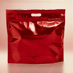 Sacola Metalizada com Zip P 32x40x5cm Vermelho - 01 unidade - Cromus - Rizzo Embalagens