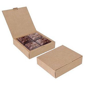 Caixa para 04 Brownies Kraft 17x17x4cm - 10 unidades - Cromus Profissional - Rizzo