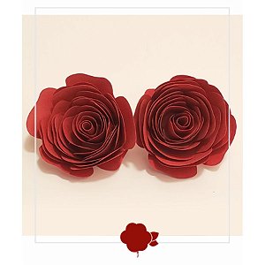 Topo de Bolo Rosas Marsala M 2u - Rizzo Confeitaria